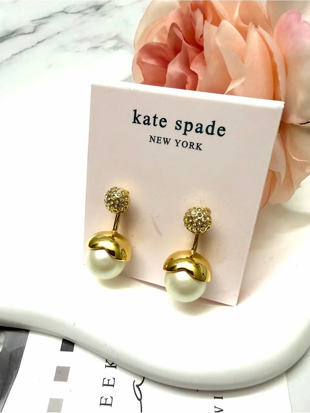kate spade Gold and Pearl Drop Earrings